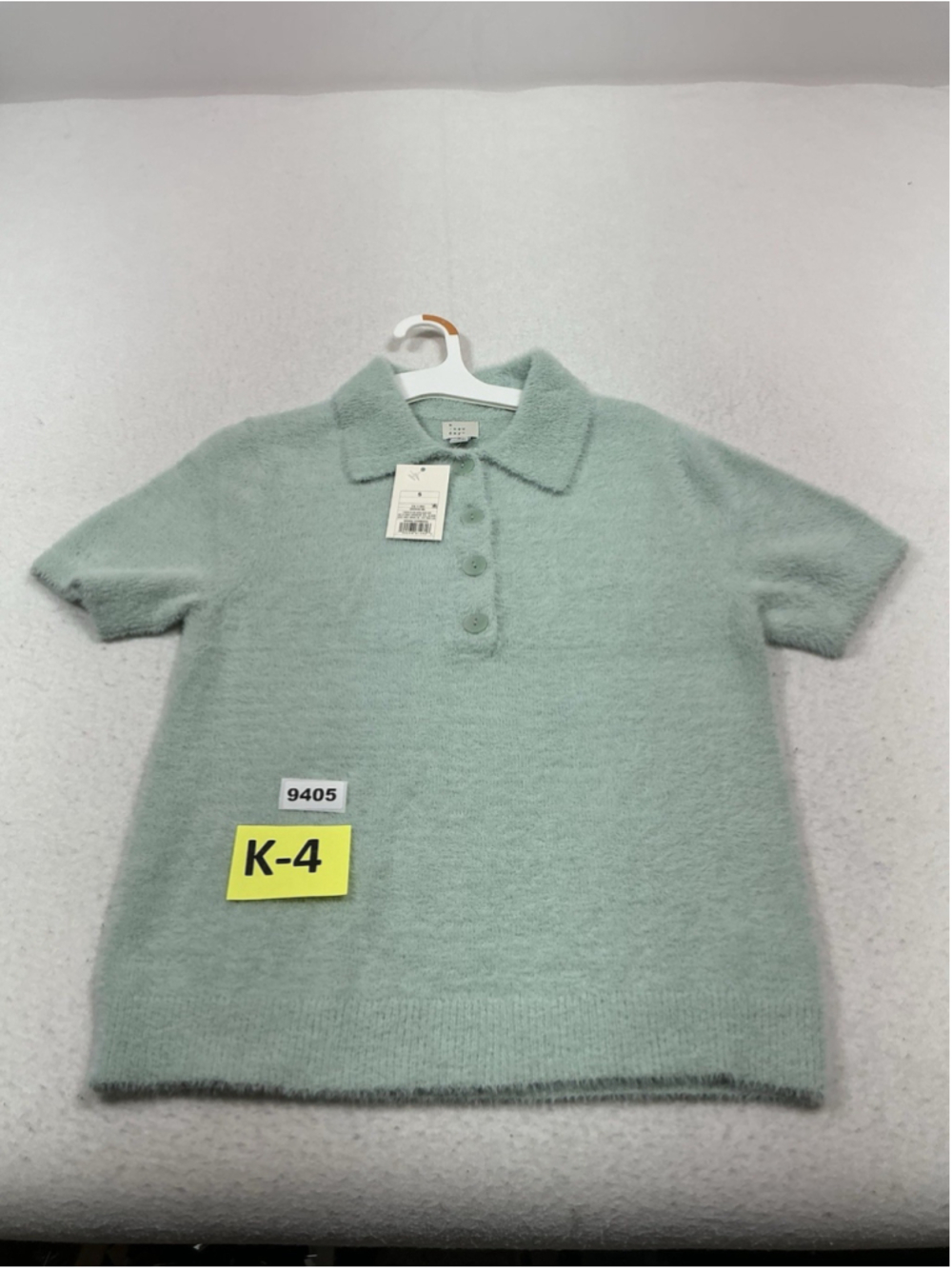 Womans NWT A New Day Short Sleeve Pullover 1/4 Button Sweater Small Mint Green